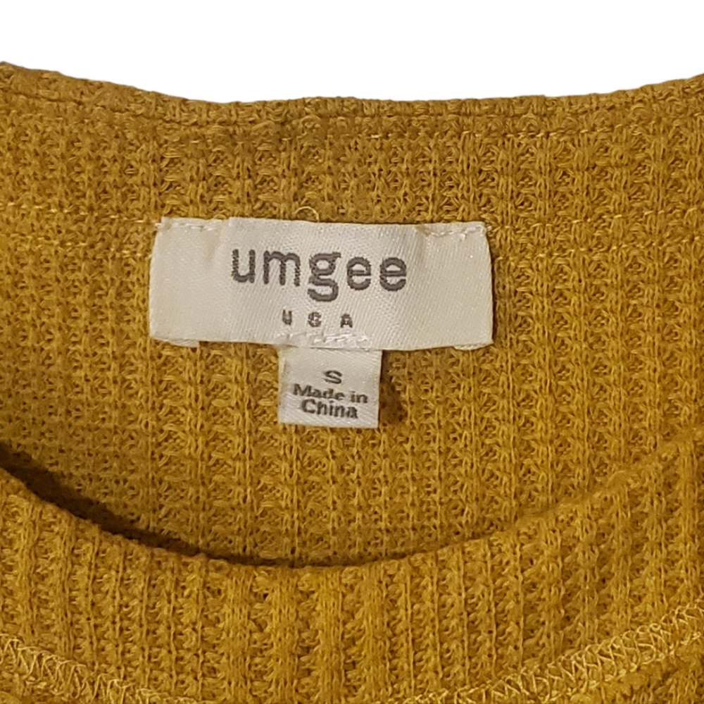 Umgee Oversized Waffle Knit Top Small Abstract Yellow Green Chartreuse F… - Picture 6 of 14